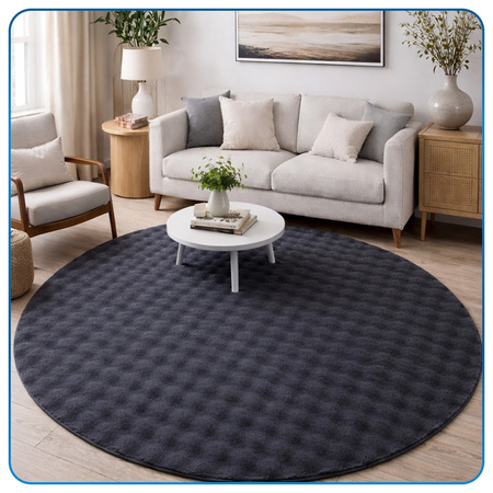 Dywan okrągły Rabbit Bubble 120 cm - miękki puszysty dywan do salonu i sypialni - szary