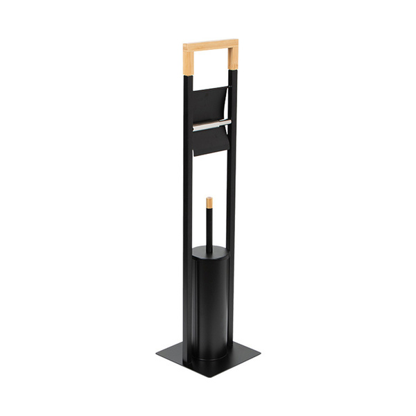 Metal toilet paper stand 2-in-1 free standing toilet brush