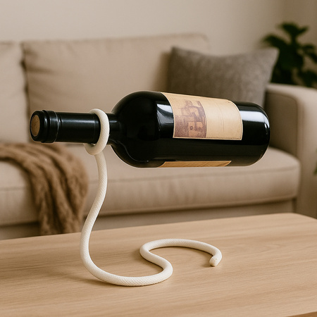 Stojak półka uchwyt na wino alkohol butelkę magiczny sznurek lasso, biały