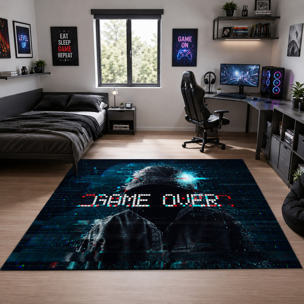Dywan gamingowy 120x170 dla gracza mata pod fotel antypoślizgowy GameOver