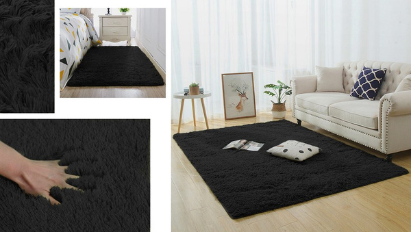 Dywan Shaggy 160x220 cm, czarny - miękki, puszysty do salonu i sypialni