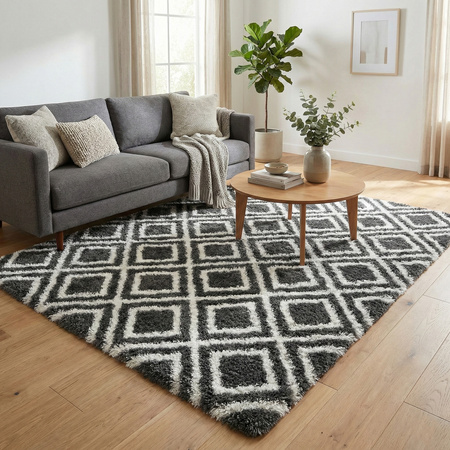 Dywan do salonu shaggy DECOR antypoślizgowy miękki puszysty modny 200x300, czarny