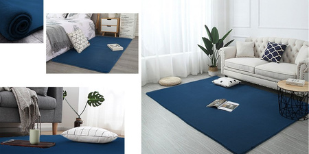 Dywan Rabbit futro królika antypoślizgowy nowoczesny miękki 100x150, granatowy