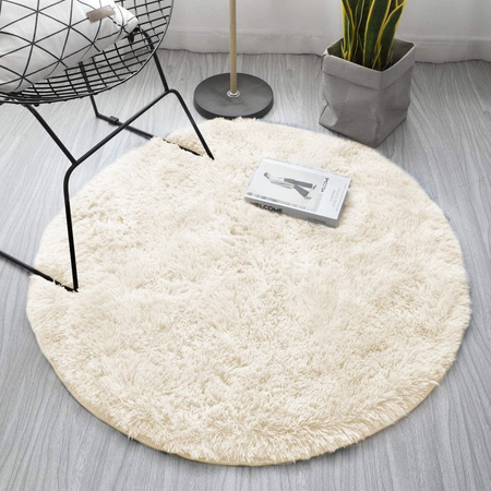 Shaggy Strado Round Carpet 180x180 CreamBeige (Beige)