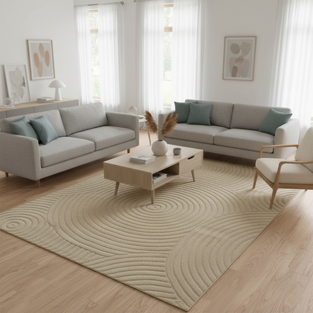 Dywan 140x200 do salonu pętelkowy duży japandi nowoczesny ciężki gruby POLO, beżowy