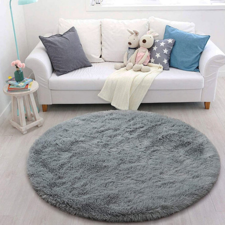 Shaggy Strado 180x180 SilverFur Round Carpet (Light Gray)