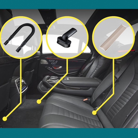 ODKURZACZ samochodowy ręczny do auta HF2001 120w HEPA końcówki kabel torba