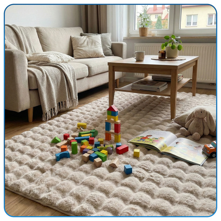 Dywan Rabbit Bubble 140x200 cm - miękki puszysty dywan do salonu i sypialni - beżowy