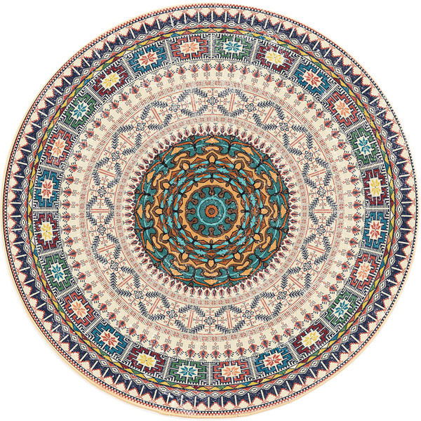 Dywan okrągły Novo 80x80 cm, beżowy Orientalny - pluszowy do salonu
