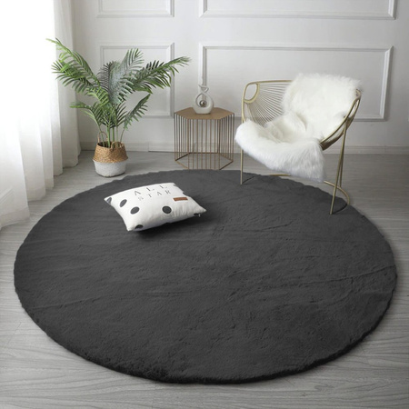 Rabbit Strado 140x140 DeepGrey round rug (Gray)