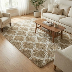 Dywan do salonu shaggy DECOR antypoślizgowy miękki puszysty modny 160x200 Khaki Lantern