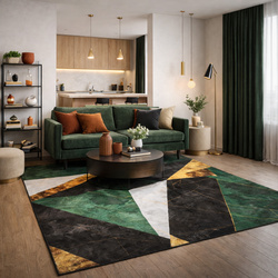 Dywan Novo 140x200 cm - Zielony Marmur - miękki do salonu i sypialni