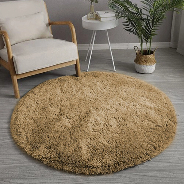 Shaggy Strado 140x140 round carpet CappuccinoCamel (Light brown)