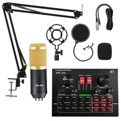 Mikrofon studyjny z mixerem kartą dźwiękową Bluetooth karaoke Sodial V8x Pro KIT