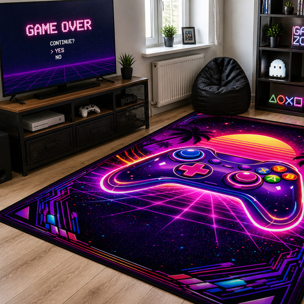 Dywan gamingowy 120x170 dla gracza mata pod fotel antypoślizgowy Retro Pad