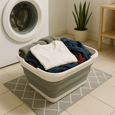 Składany Kosz na zakupy miska silikonowy uniwersalny 38x28,5x15 XXL, szary