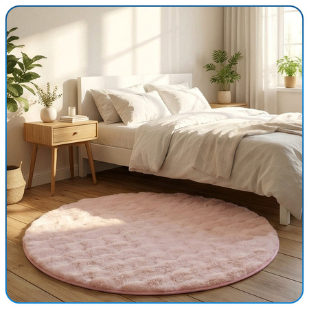 Dywan okrągły Rabbit Bubble 120 cm - miękki puszysty dywan do salonu i sypialni - różowy