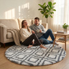 Dywan okrągły do salonu shaggy DECOR antypoślizgowy miękki puszysty 120x120, biały