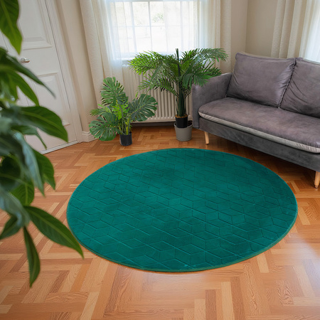 Dywan okrągły Rabbit 3D pluszowy miękki jedwabisty futro królika 160, zielony