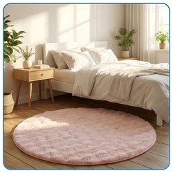 Dywan okrągły Rabbit Bubble 120 cm - miękki puszysty dywan do salonu i sypialni - różowy