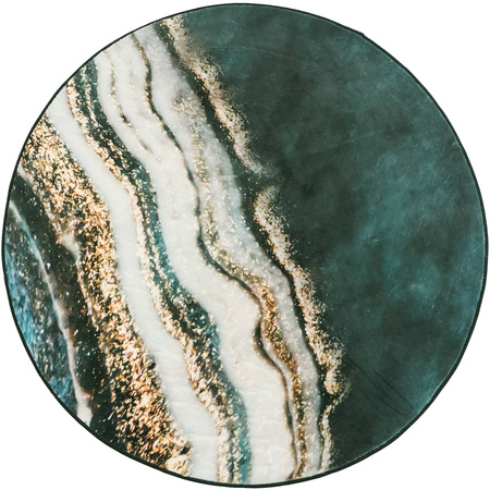 Dywan okrągły NOVO Strado nowoczesny do salonu marmurowy wzór velvet ZłotyBrzeg 90x90 cm