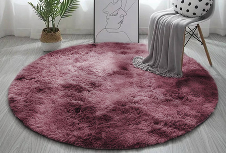 Dywan Okrągły Shaggy Ombre antypoślizgowy nowoczesny salon 160x160, czerwony