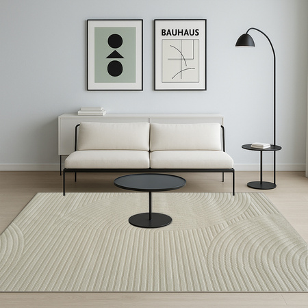 Dywan 160x230 do salonu pętelkowy duży japandi nowoczesny ciężki gruby POLO - Path Grey (Szary)