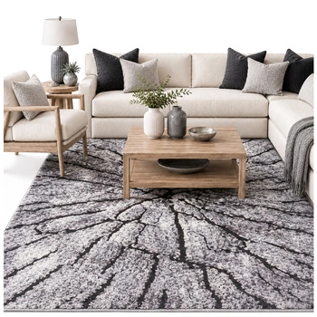 NOVO Strado modern tree trunk carpet for living room delicate grey velvet pattern Grey Trunk 200x300 cm