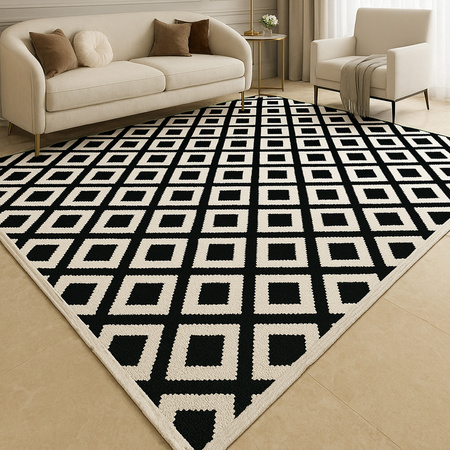 Dywan 140x200 do salonu pętelkowy duży japandi nowoczesny ciężki gruby POLO - Chessboard (Szary)