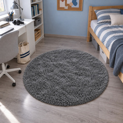 Shaggy Strado 80x80 GreyNight round carpet (Dark Gray)