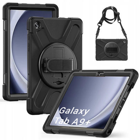 Etui Armor z uchwytem i paskiem do Samsung Galaxy Tab A9 Plus 11 (Czarne)