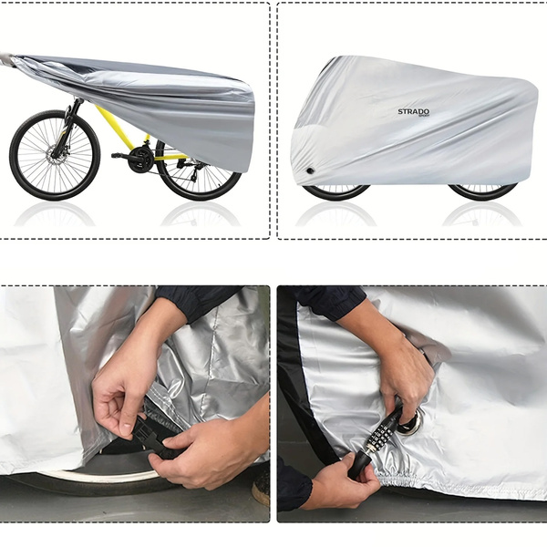 Duży Pokrowiec Na Rower Wodoodporny Motor Skuter 110x200x70cm XXL Ściągacz, biały