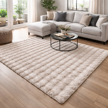 Dywan Rabbit Bubble 80x150 cm - miękki puszysty dywan do salonu i sypialni - beżowy