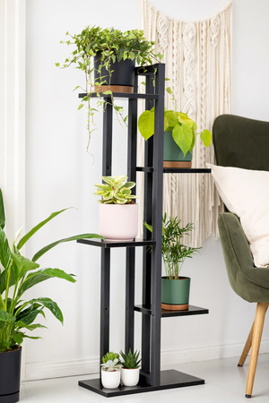 Kwietnik stojący metalowy stojak na kwiaty rośliny na 6 donic TOWER 112,5cm, czarny