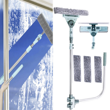 2w1 Teleskopowa Myjka Ściągaczka do mycia okien szyb luster 69-145cm, turkusowa