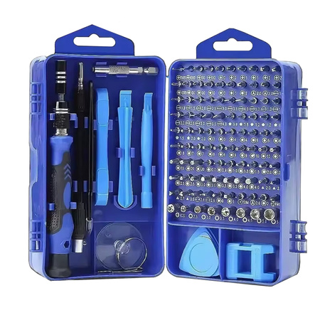 Zestaw precyzyjnych śrubokrętów 115w1 wkrętaki bity końcówki torx, niebieski