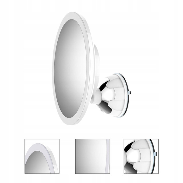 Lusterko kosmetyczne do makijażu powiększające x10 podświetlane LED, biały
