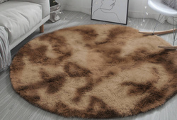 Shaggy Ombre Strado 150x150 Round Carpet by OmbreCoffee (Brown)