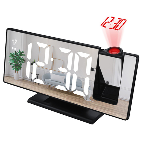 ELECTRONIC LED digital clock with projector alarm clock thermometer mirror 4in1