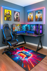 Dywan gamingowy 3D LET'S Play 120x170 cm - nowoczesny wzór 3D do pokoju gracza