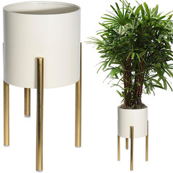 Kwietnik metalowy na stojaku złoty stojący stojak osłonka doniczka na rośliny 35x20 cm