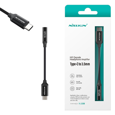 Adapter Nillkin HiFi Headphone Amplifier wzmacniacz słuchawek audio USB-C- Mini Jack 3,5 mm (Czarny)