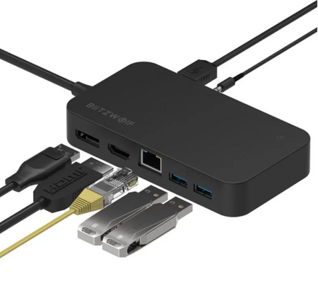 Adapter stacja dokująca 7w1 Blitzwolf BW-TH7 Surface Hub DC 5V, HDMI, USB, Display Port, 3.5mm Audio, RJ45 Gigabit Ethernet
