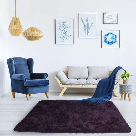 Dywan gruby gęsty miękki pluszowy - Living Room Shaggy 180x260 Grey-Purple (Szary-fiolet)