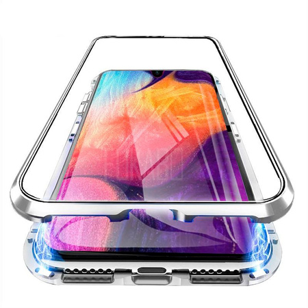 Etui Magnetyczne Front+Back do Samsung Galaxy A50 (Srebrne)