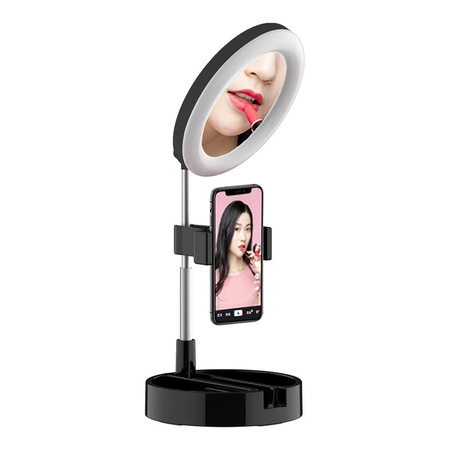 Lampa biurkowa składana uchwyt tripod selfie stick Ring LED G3 (Czarna)