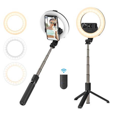 Selfie stick / statyw 3w1 BlitzWolf BW-BS8 Pro z lampą pierścieniową LED